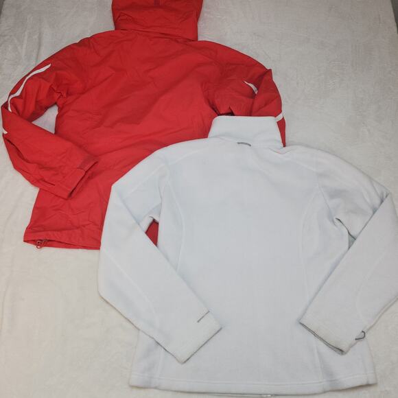 Columbia 3 in 1 Jacket Womens Medium Red White Fleece Winter Snowboarding Skiing - Picture 2 of 13